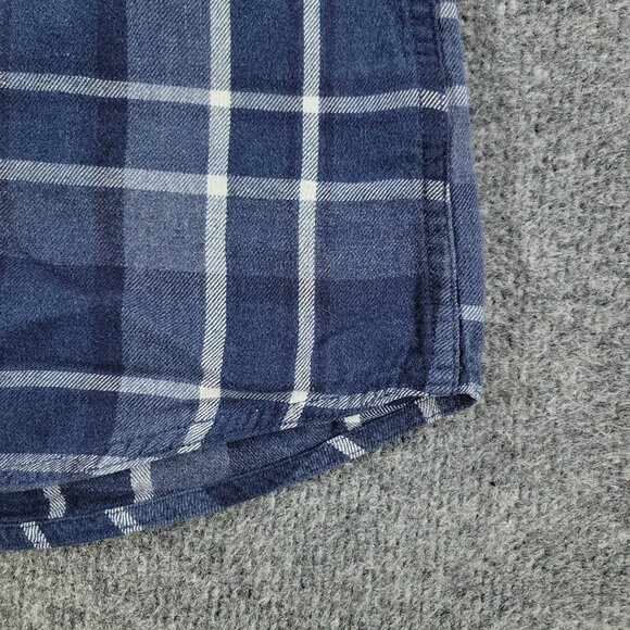 Sonoma Button Shirt Men's Medium Blue Plaid Flannel Pockets Long Sleeve Adult M - Picture 7 of 15